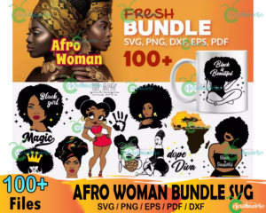100+ Afro Woman Bundle Svg, Black Girl Svg, Black Queen Svg