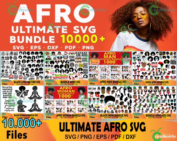 10000 Afro Girl Bundle Svg, Black Girl Svg, African American