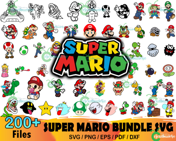 200+ Super Mario Bundle Svg, Mario Svg, Mario Clipart, Mario Cricut