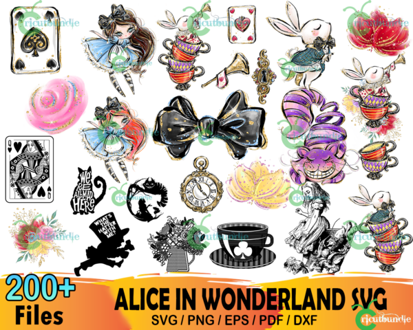 200+ Alice In Wonderland Svg Bundle, Disney Svg, Alice Clipart