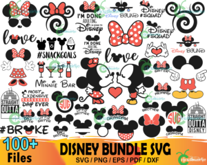 100+ Disney Bundle Svg, Disney Svg, Mickey Svg, Minnie Svg