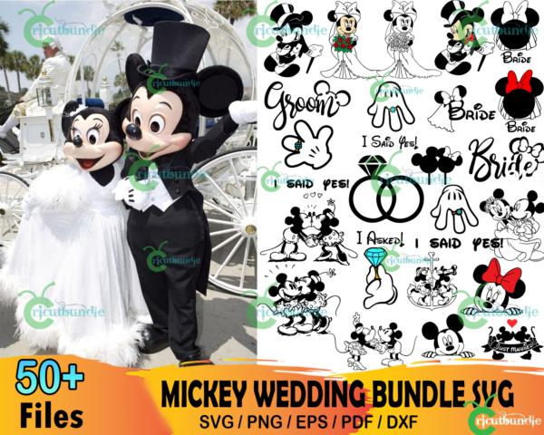 50+ Disney Mickey Wedding Party Svg Bundle, Wedding Party Svg