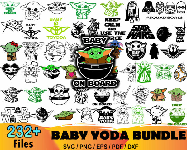 232+ Baby Yoda Bundle Svg, Star Wars Svg, Mandalorian Svg