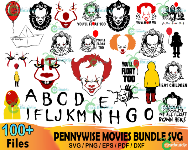 100+ Pennywise Svg Bundle, Halloween Svg, Horror Movies Svg