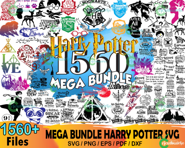 1560 Harry Potter Mega Bundle Svg, Harry Potter Svg, Hogwarts Svg