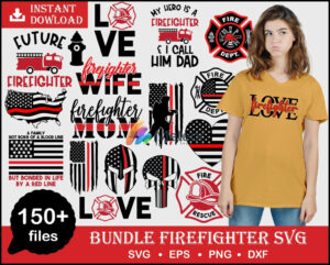 100+ files Firefighter bundle svg, dxf, png, eps for cricut and print