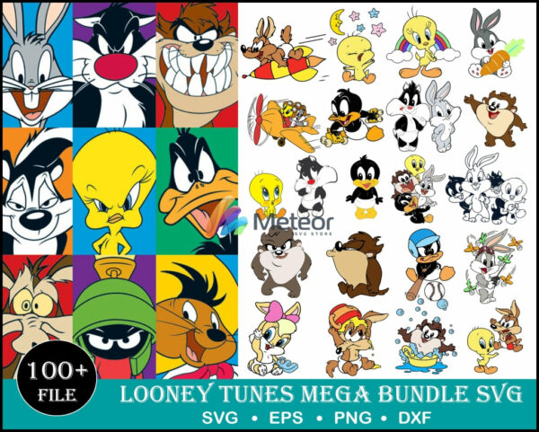 100+ Looney Tunes Baby SVG Bundle cutting files for print and cricut