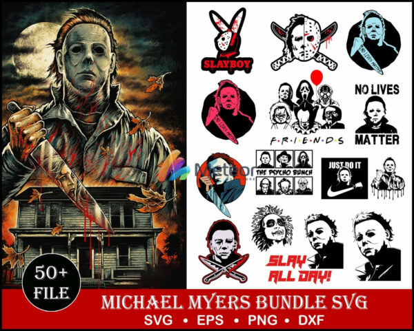100+ Michael Myers slayboy svg, png, eps, dxf for print and cricut, horror svg, halloween svg bundle