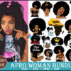 1000+ fresh bundle Afro woman svg, png, eps, dxf for cricut and print