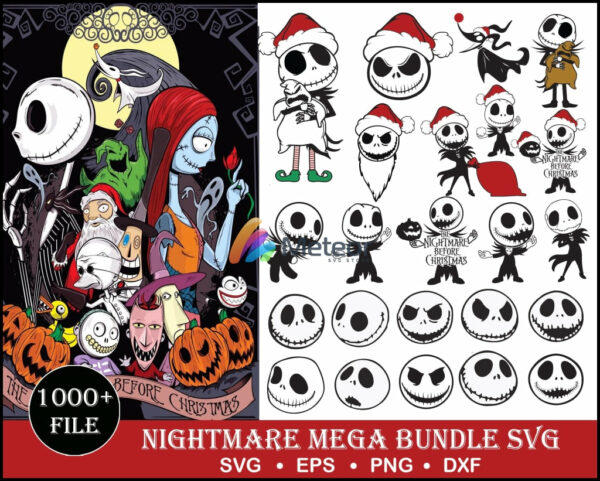 1000+ Jack Skellington, Nightmare before Christmas svg, png, eps, dxf cutting file for print and cricut