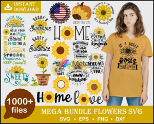 1000+ Mega bundle sun Flowers svg, png, eps, dxf cutting file for print