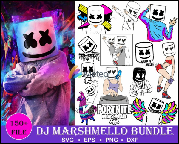150+ designs DJ MARSHMELLO svg, png, eps, dxf bundle for cricut and print and silhouette