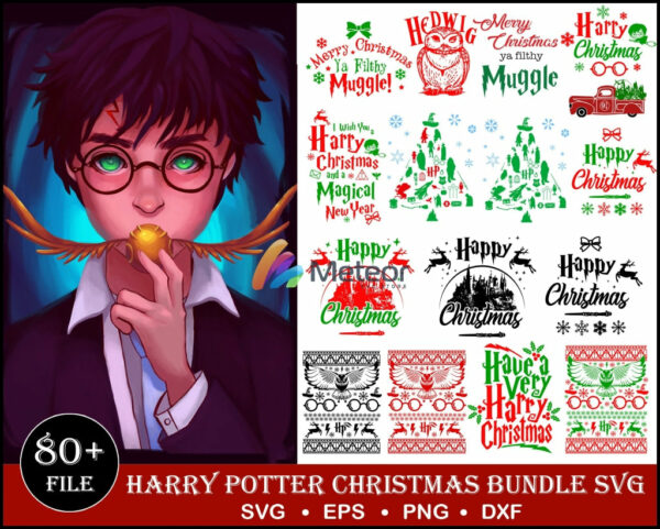 150+ Harry potter christmas svg, png, eps, dxf for cricut and print, Harry potter svg bundle, christmas cutting file