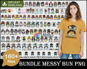150+ Messy bun bundle PNG for cricut and print