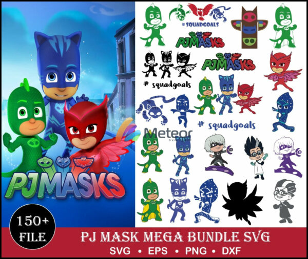 150+ PJ Masks SVG Bundle 3.0 dxf, png, eps cricut and print