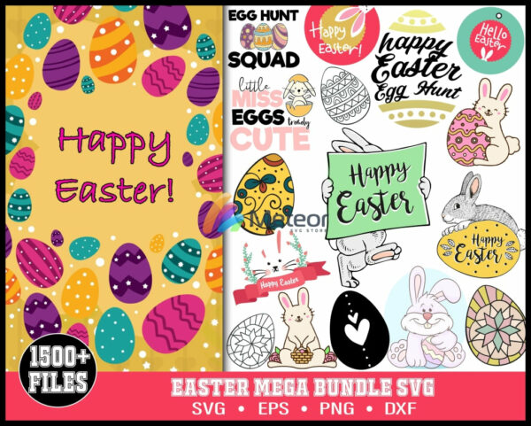 1500 Happy Easter SVG Bundle, Easter SVG, Easter quotes, Easter Bunny svg, Easter Egg svg, Easter png, Spring svg, Cut Files for Cricut