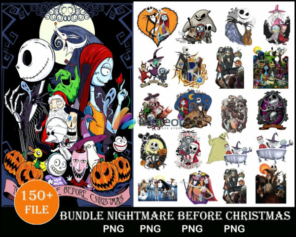 152+ Jack Skellington, Jack and Sally, Nightmare before Christmas svg bundle, png, eps, dxf for cricut and print