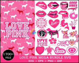 1700+ Love Pink bundle svg, png, eps, dxf for print and cricut