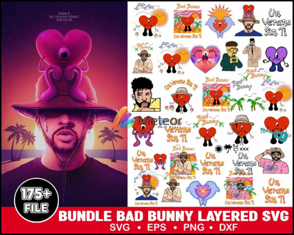175+Files Bad Bunny Bundle- Digital Download- SVG prints