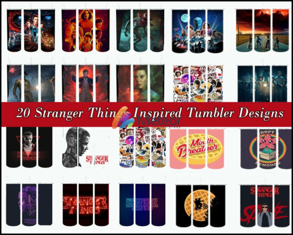 20 Stranger Things Inspired Tumbler Designs - PNG Files - Sublimation - Printing - Sublimate - Tumbler Travel Mug Design - SVG - Tumblers