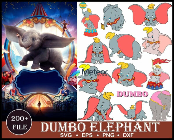 200+ Dumbo Elephant svg bundle for cricut and print, dumbo elephant fun svg file, elephant svg cutting file