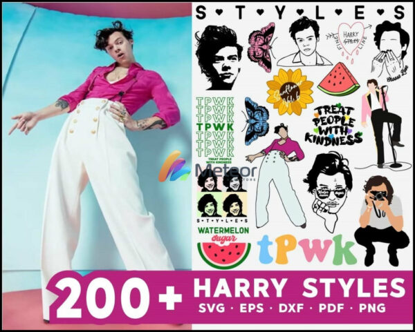 200+ Harry Styles svg, png, eps, dxf bundle cutting file for print and cricut