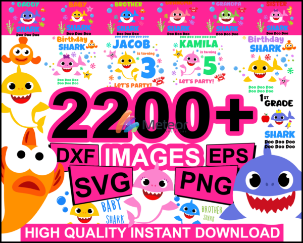 2200+ Family Sharks bundle svg, png, dxf, eps Digital file for cricut and print