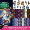300+ Alice in wonderland bundle PNG print and cricut digital paper and graphics