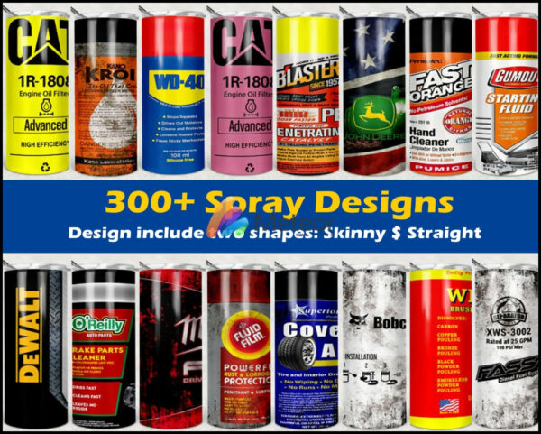 300+ Spray designs svg, png, eps, dxf  for cricut and print ncluding two shape skinny and straight