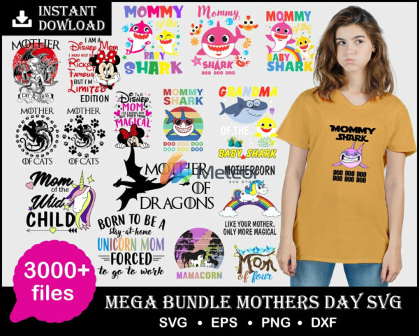 3000+ mega bundle Mothers day svg, png, eps, dxf cutting file for print and cricut