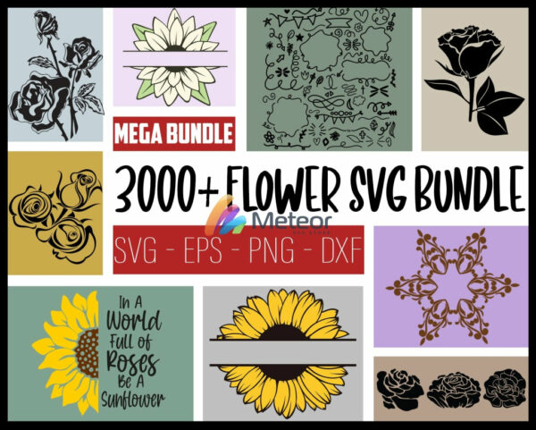 3000+ Mega bundle sun Flowers svg, png, eps, dxf cutting file for print