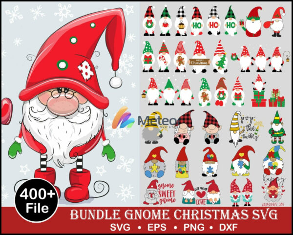 400+ Gnomes christmas svg bundle for ricut and print, png, eps, dxf, gnomes cutting files