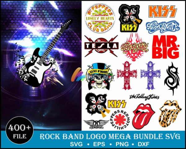 400+ Rock Band Logo SVG Bundle 3.0 for cricut and print, rock band cutting file