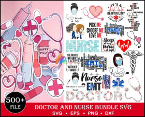 500+ Doctor and Nurse svg, png, eps, dxf designs for cricut and print, printable bundle, clipart svg file