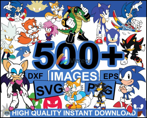 500+ Sonic svg bundle, svg, png, eps, dxf for cricut and print, sonic cutting file