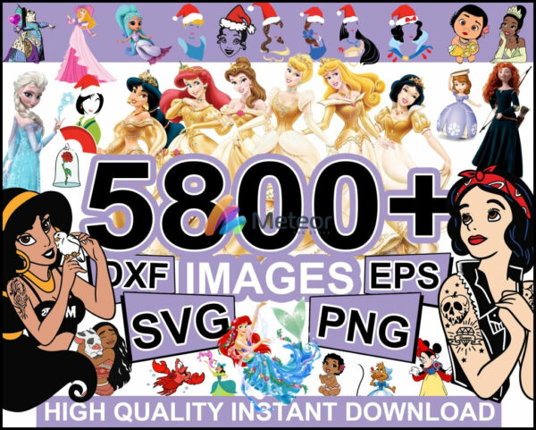 5800+ Disney Princess SVG Bundle dxf, png, eps bundle for cricut and print