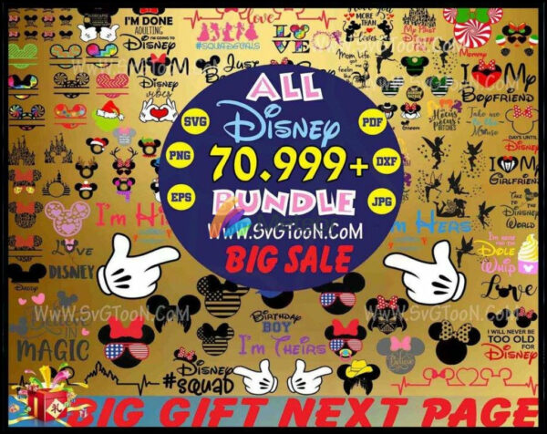 71K+ Disney svg, png, eps, dxf character bundle for cricut and print silhouette
