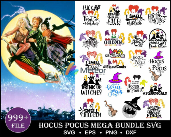 999+ Hocus Pocus svg, png, eps, dxf bundle for cricut and print silhouette