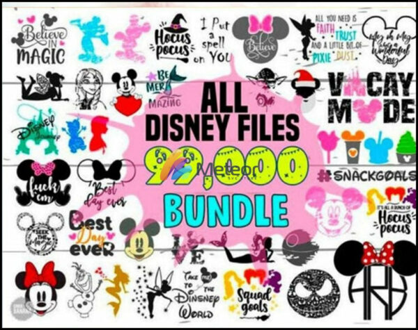 99K+ Disney svg, png, eps, dxf character bundle for cricut and print silhouette