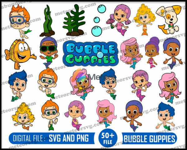 Bubble guppies svg, bubble guppies layered, bubble guppies birthday, bubble guppies theme, svg files, svg