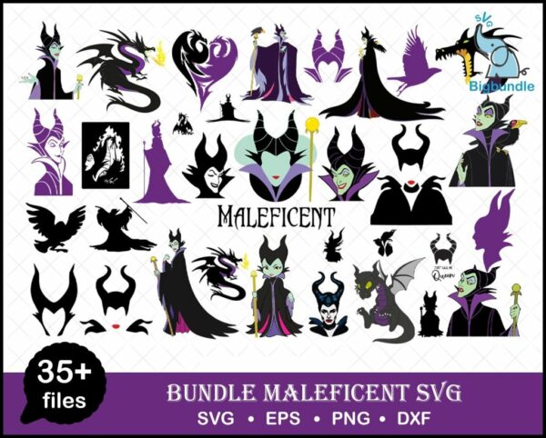 Bundle 35+ Maleficent SVG Bundle ,Silhouette Cut Files,Clipart,SVG Files For Cricut,Dxf, Eps, Png, Cricut,Digital Download