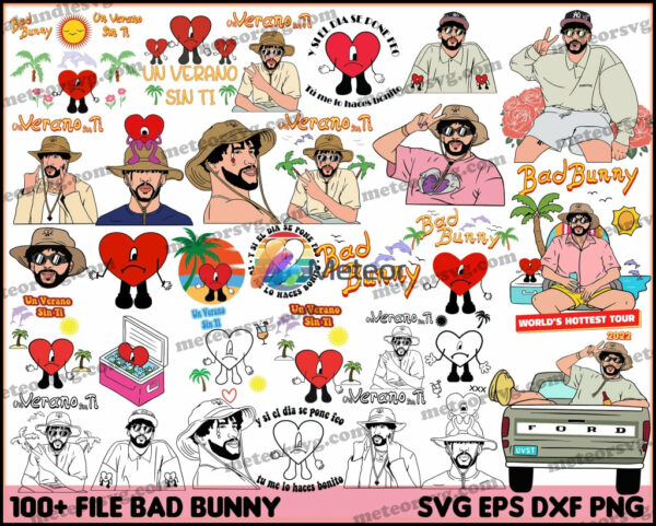 Bundle Bad Bunny 100 Files Bundle - Bad Bunny Files Digital Prints Bundle - Bad Bunny SVG, EPS, PNG, dxf Bundle - Bad Bunny Clipart, Charaters