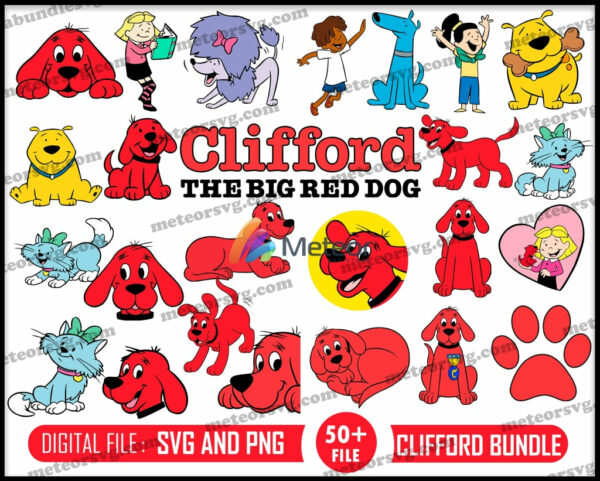 Clifford the Big Red Dog, Clifford the Big Red Dog SVG bundle, Clifford Png, Clifford the big red dog birthday, svg, cut file, for cricut