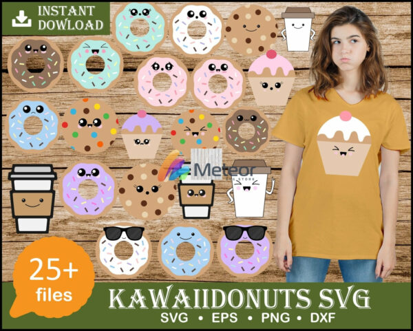 Donut SVG Bundle, Coffee Cup SVG, Cute Food Clipart, Sprinkles, Cake, Teacup jpg0020