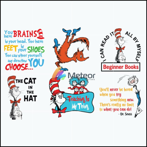 Dr seuss bundle svg, the cat in the hat svg, , dr seuss quotes svg, teaching is my thing, the place you'll go, png, dxf, eps digital file DRBL05012117