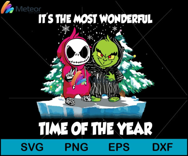 It's the most wonderful time of the year svg, baby grinch and skellington svg, christmas svg, png, dxf, eps digital file CRM19112014L