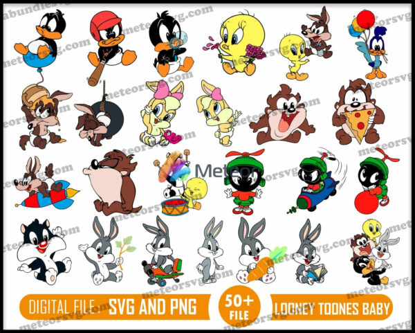 Looney Tunes Bundle, Trending Svg, Baby Looney Svg, Taz Svg, Daffy Svg, Bugs Svg, Lola Svg, Tweety Svg, Sylvester Svg, Baby Animals Svg
