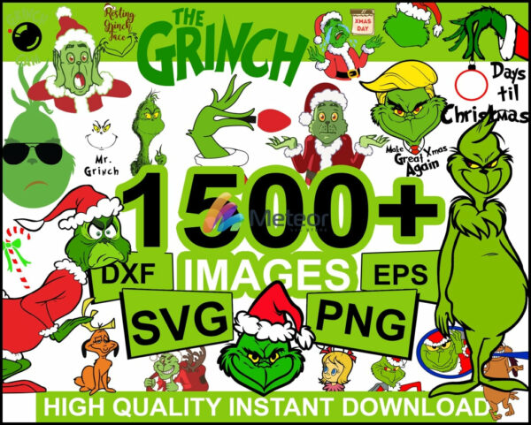 New-updated 1500+ Grinch svg, Grinch christmas svg, Christmas svg, Grinchmas svg, Grinch face svg, Grinch file svg, Cricut svg, bundle Grinch svg,