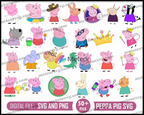 Peppa Pig svg, Peppa Pig bunble svg, Peppa Pig Family, Birthday Girl, Peppa Princess, Peppa Pig Cricut