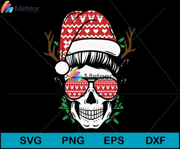 Skull christmas svg, Christmas svg, png, dxf, eps digital file CRM1511207L